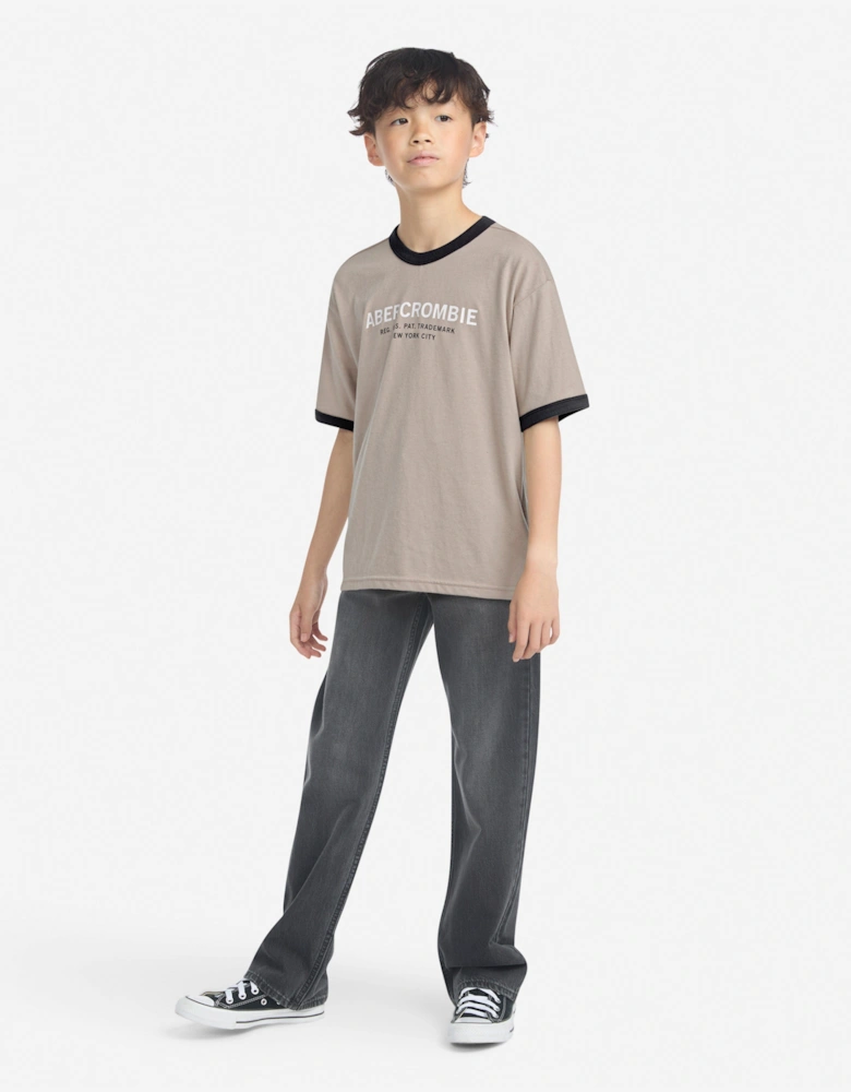 Boys Ringer T-Shirt in Beige