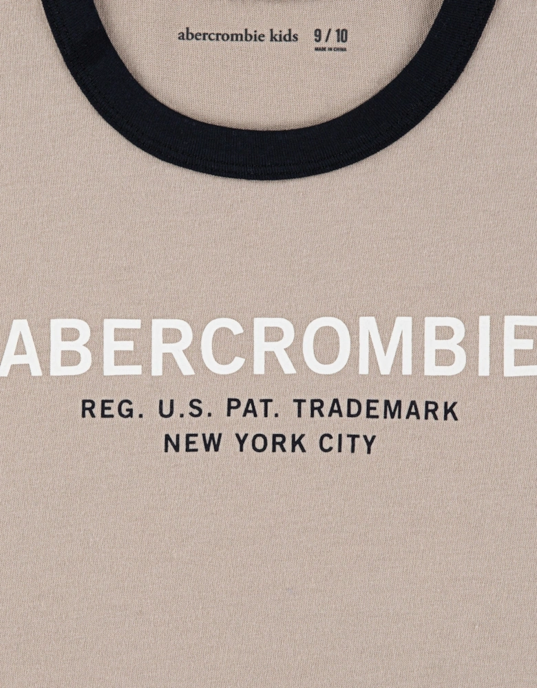 Boys Ringer T-Shirt in Beige