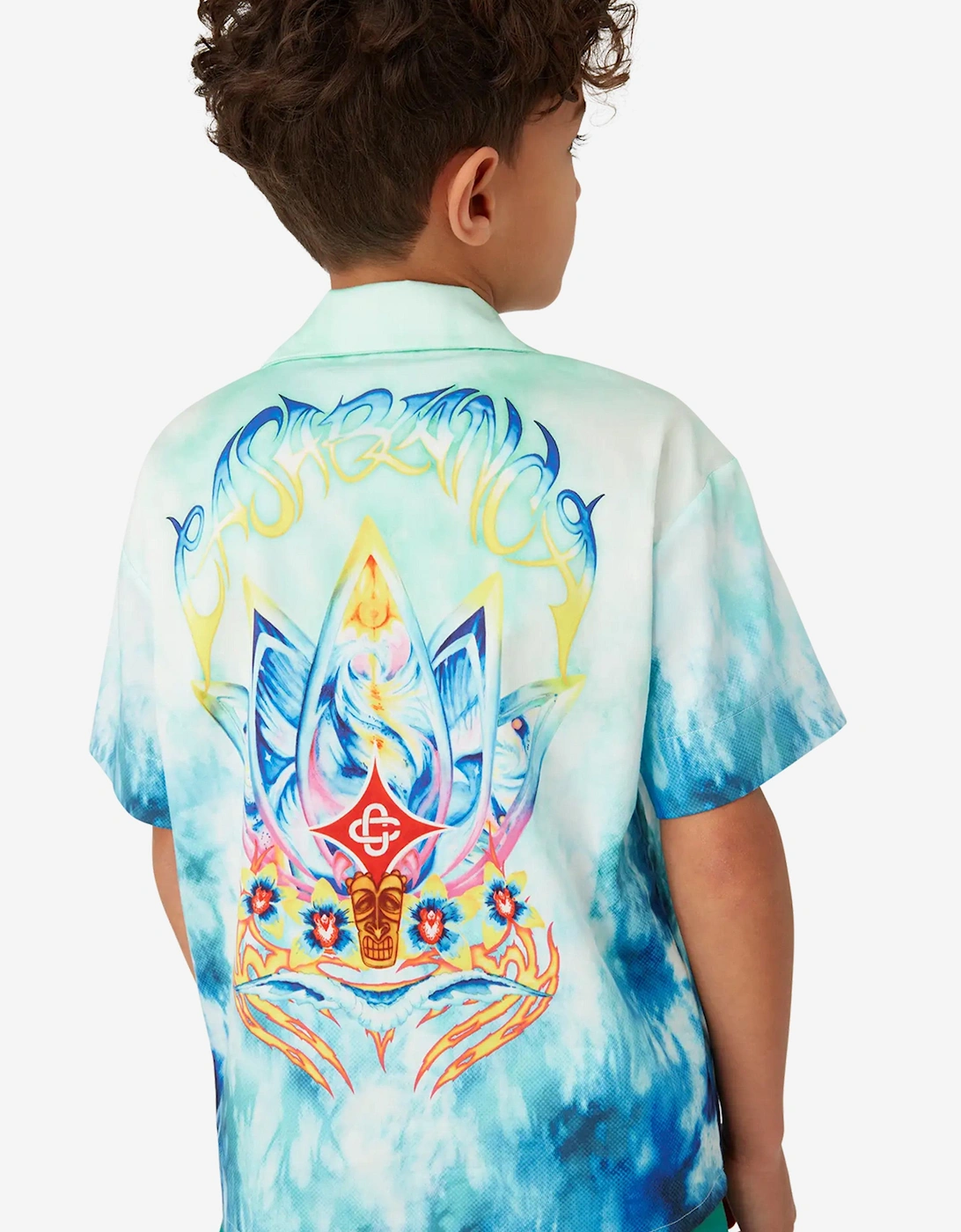 Boys Surf Lotus Cotton Shirt in Blue