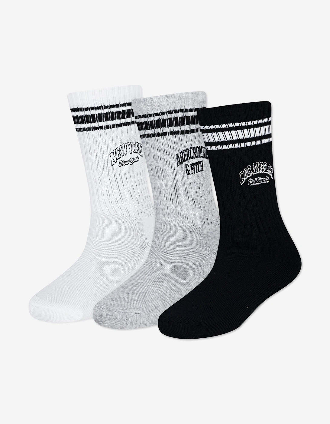 Boys Varsity 3 Pack Crew Socks Set in White, 4 of 3