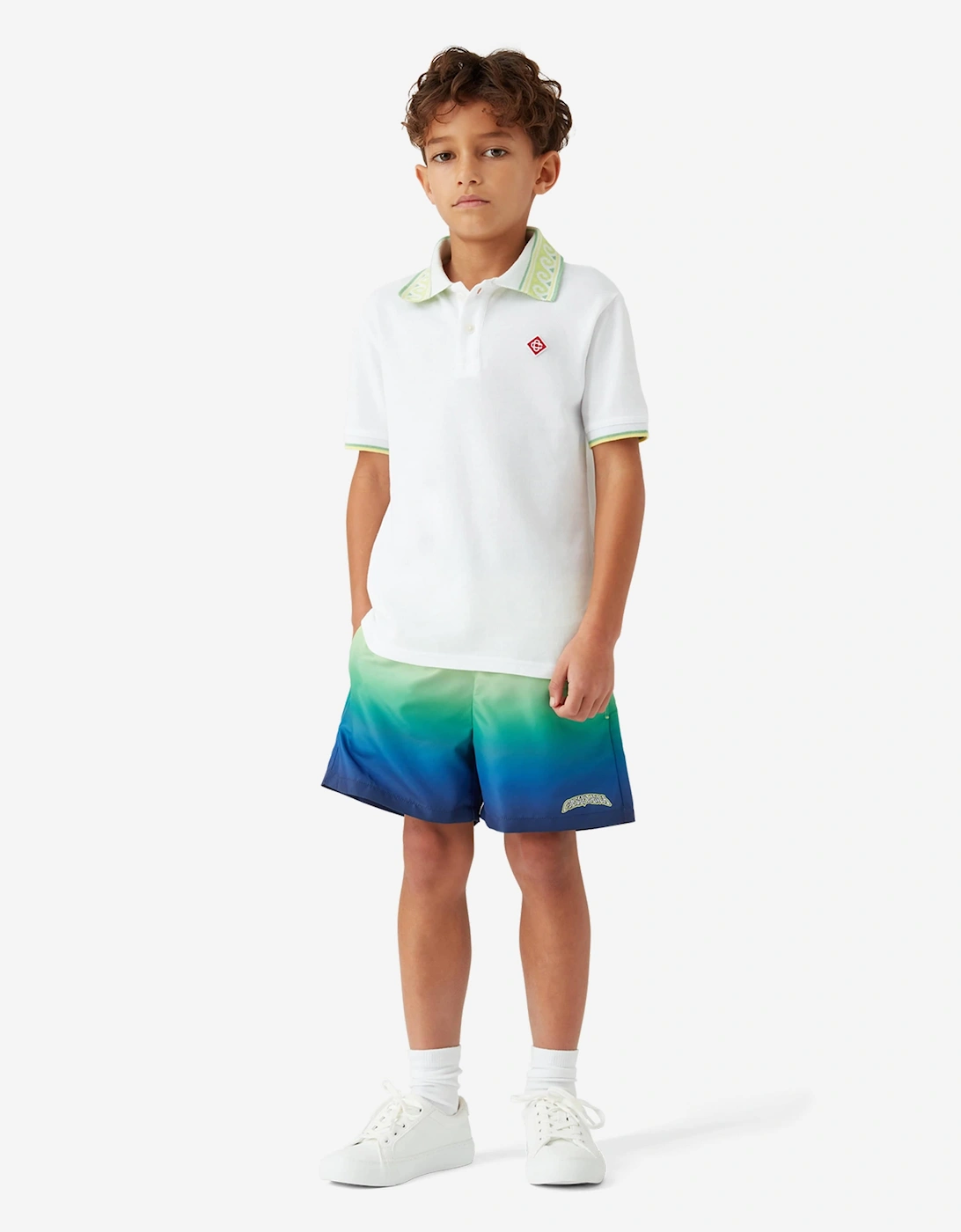 Boys Gradient Print Swim Shorts in Green