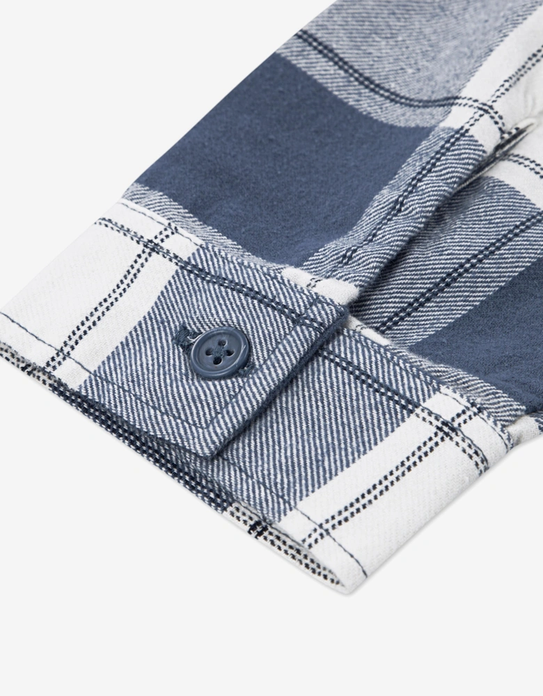 Boys Hooded Flannel Shirt in Blue