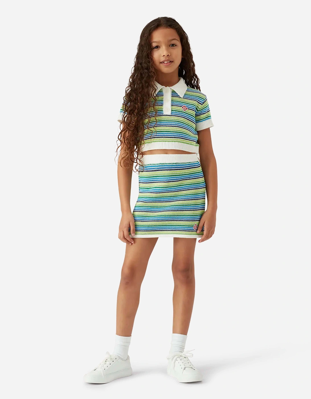 Girls Striped Skirt in Green
