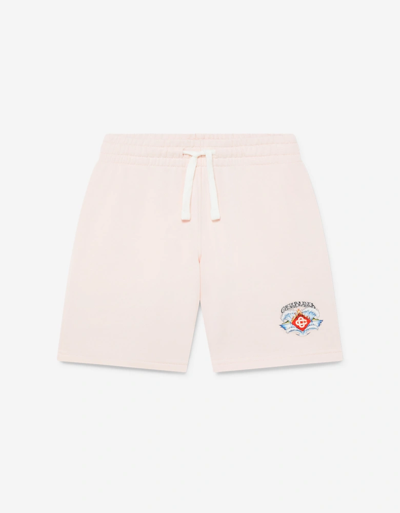 Girls Waves Sweat Shorts in Pink