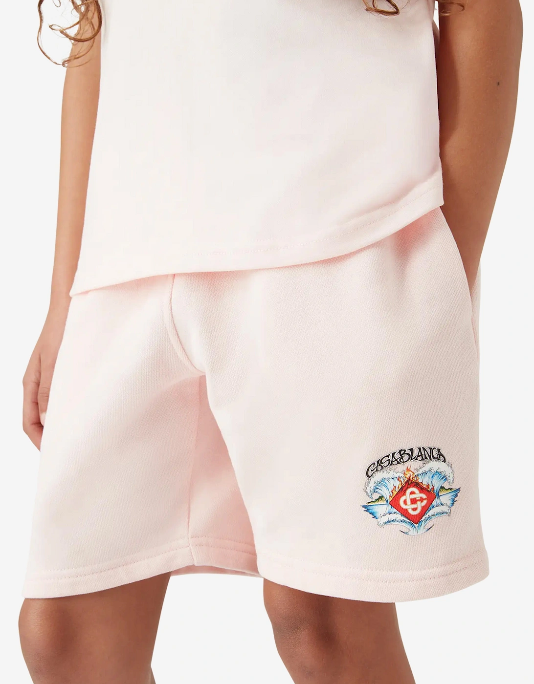 Girls Waves Sweat Shorts in Pink