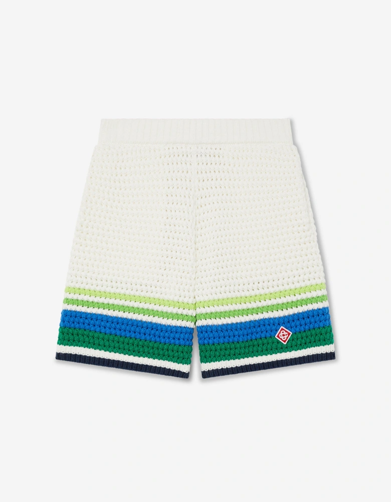 Boys Stripe Knit Shorts in White