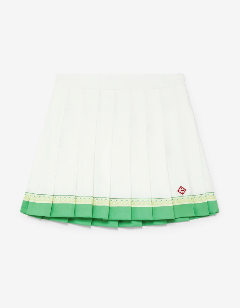 Girls Printed Pleated Skirt in White