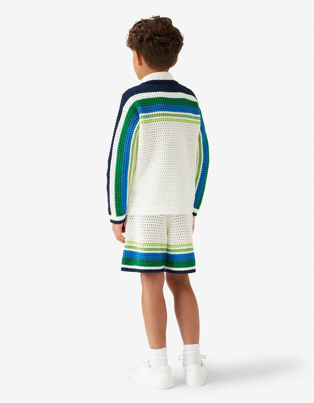 Boys Stripe Knit Shirt in White