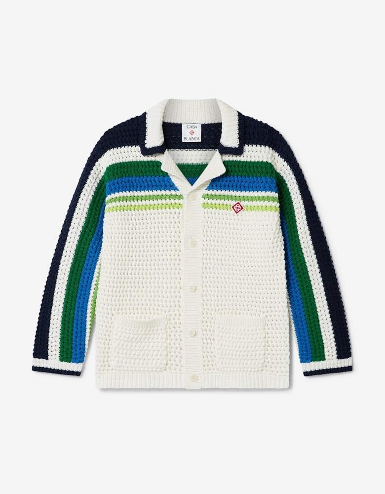 Boys Stripe Knit Shirt in White