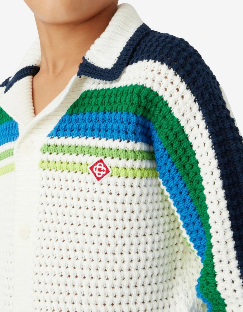 Boys Stripe Knit Shirt in White