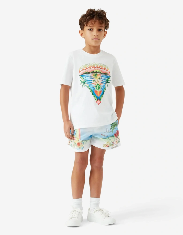Boys Aloha Print Swim Shorts in Multicolour