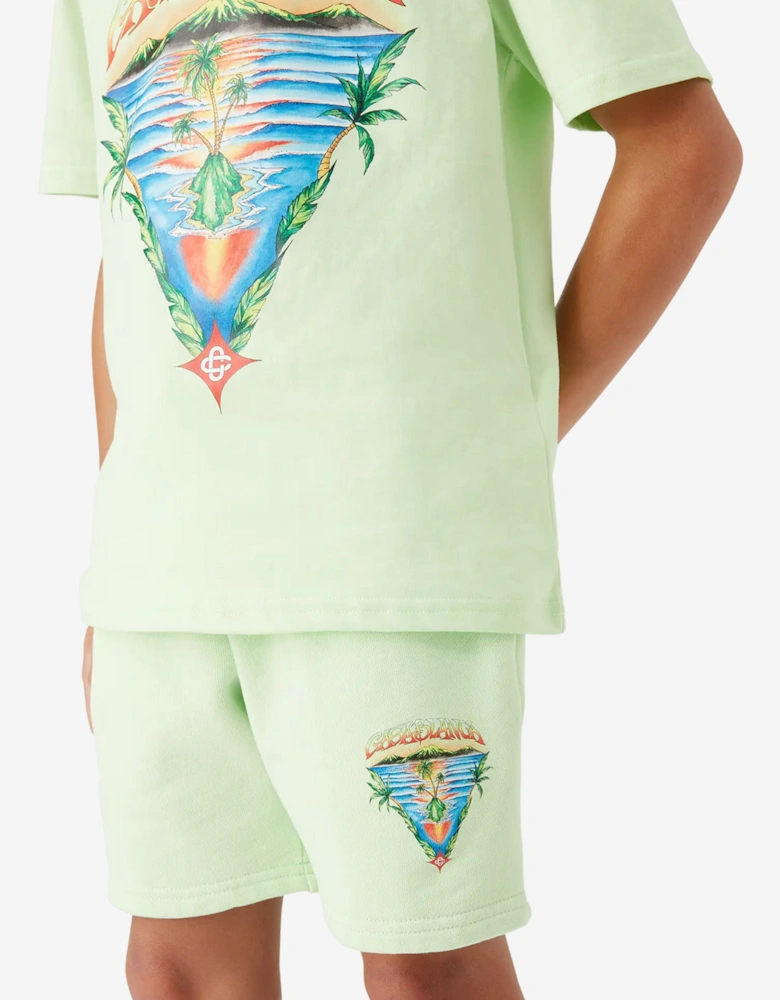 Kids Innocence Triangle Sweat Shorts in Green