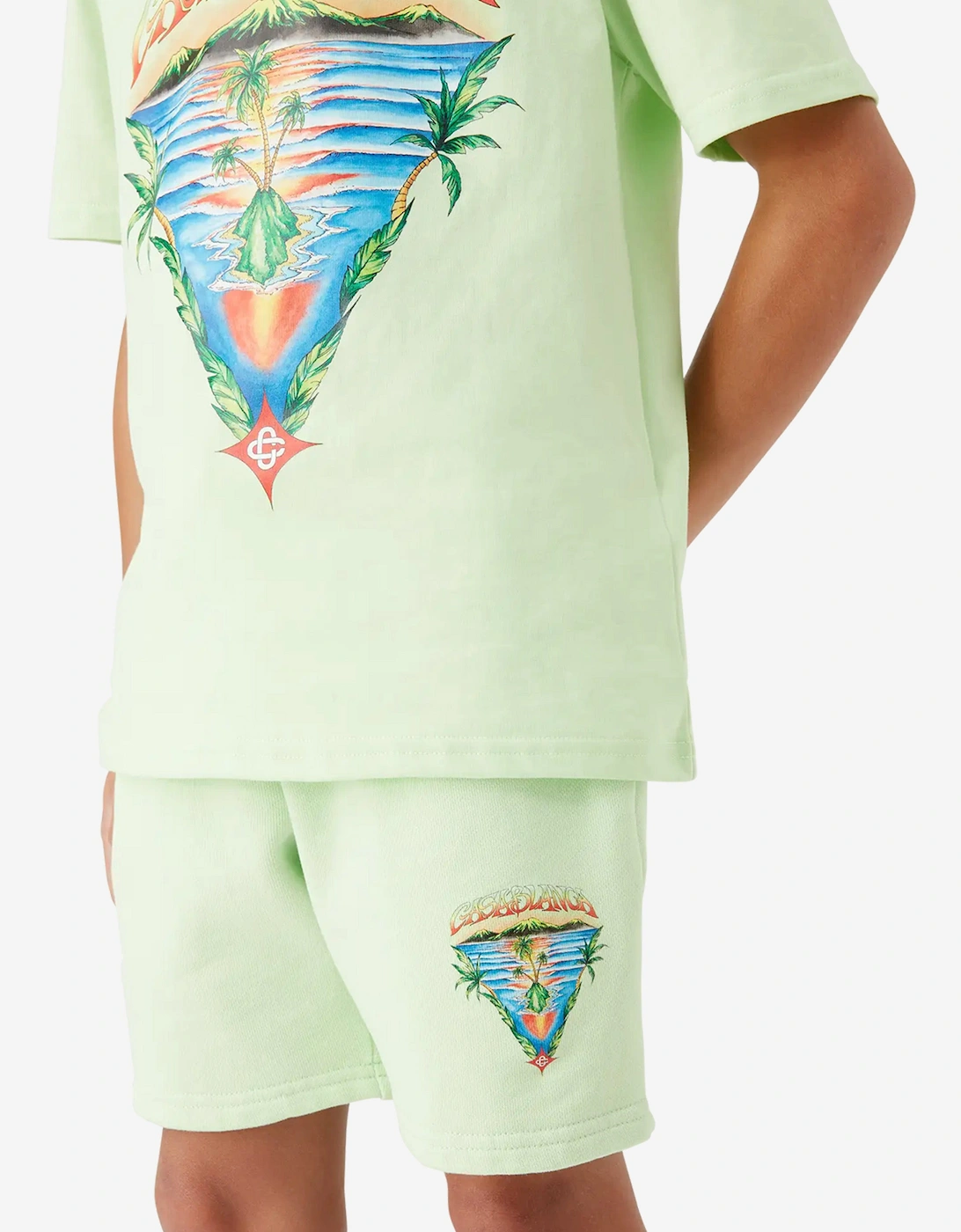 Kids Innocence Triangle Sweat Shorts in Green