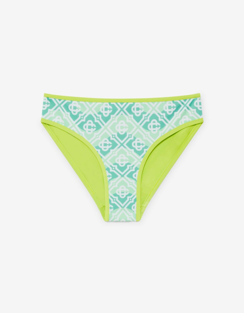 Girls Wavy Monogram Bikini in Green
