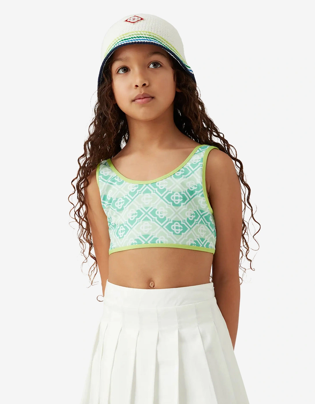 Girls Wavy Monogram Bikini in Green