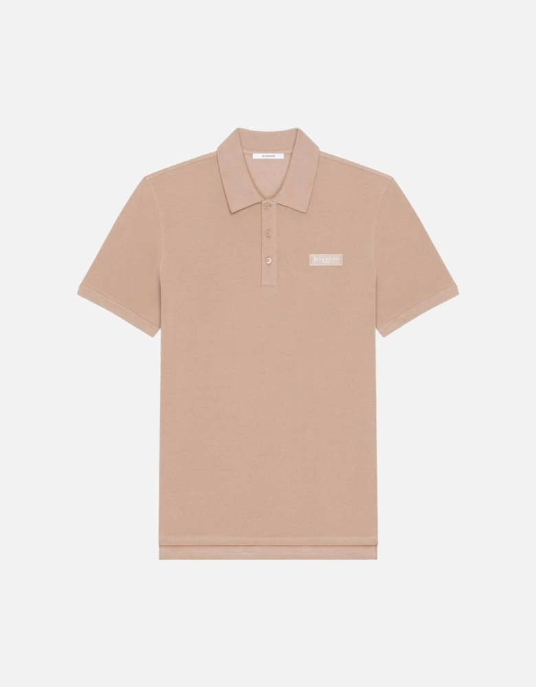 Branded Piquet Polo Beige