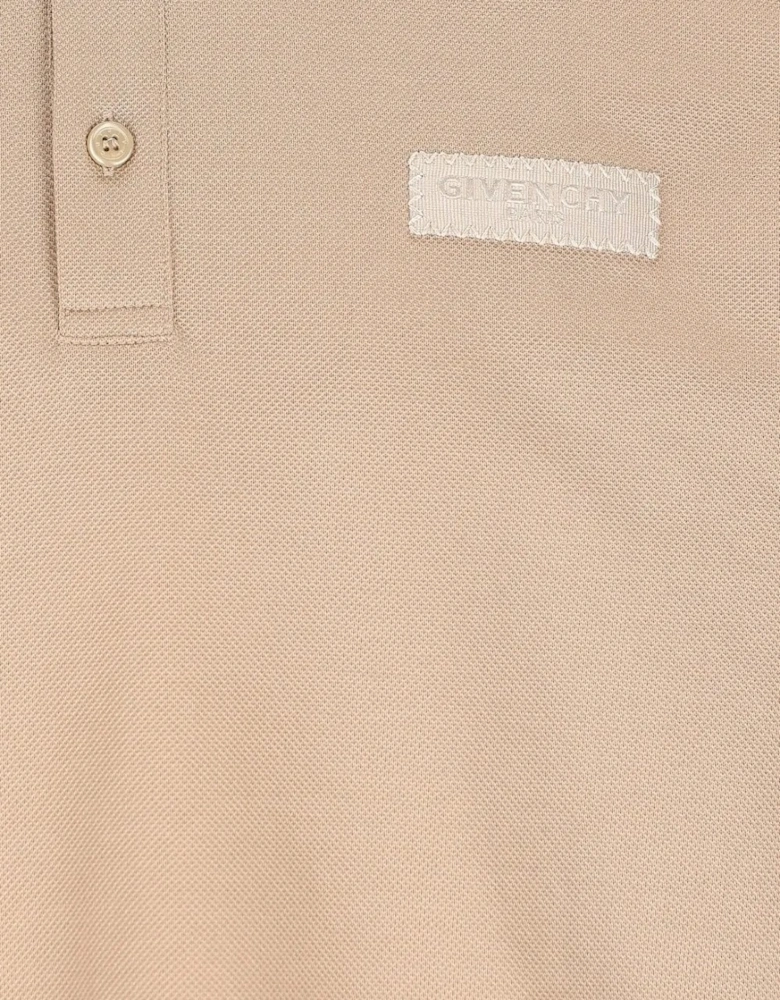 Branded Piquet Polo Beige