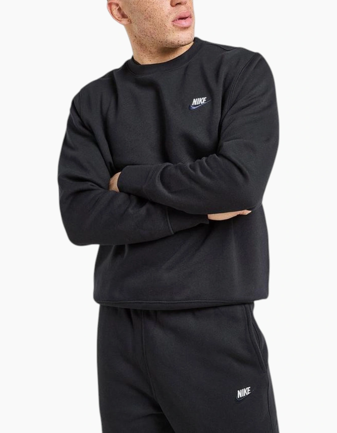 Nike Men's Black Sweatshirt Club Swoosh Casual Sportswear Pullover Top Cotton New - Size: L