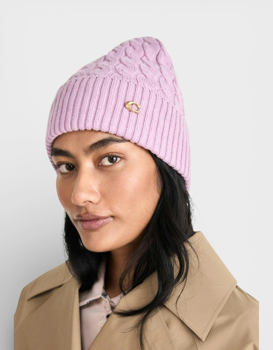 Cable Beanie & Gloves Gift Set Faded Pink