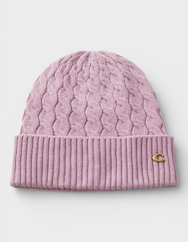 Cable Beanie & Gloves Gift Set Faded Pink