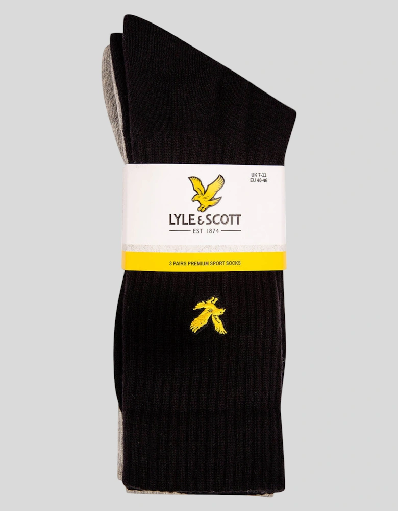 3 Pack Plain Tubular Socks