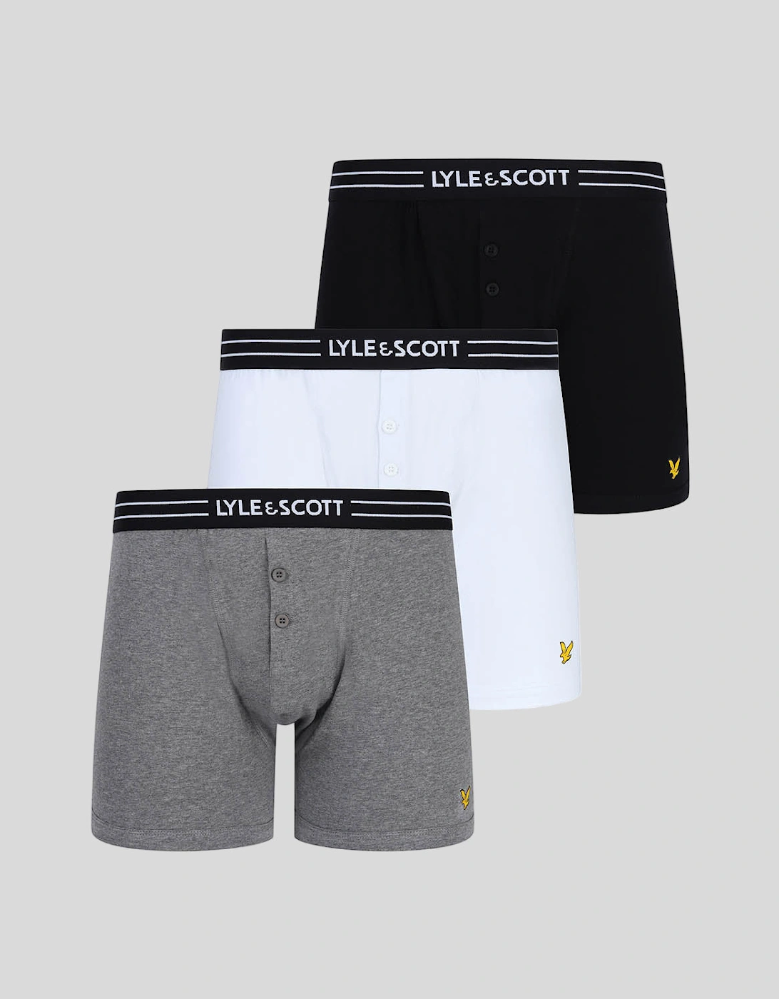Lyle And Scott Men's Grey 3 Pack Core Trunks With Eagle Waistband - Size: 32/30/31