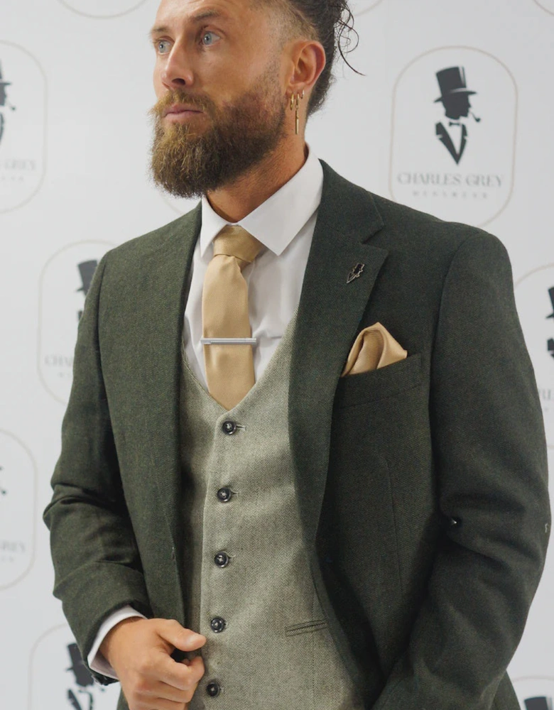 Attenborough Tweed Blazer - Olive Green