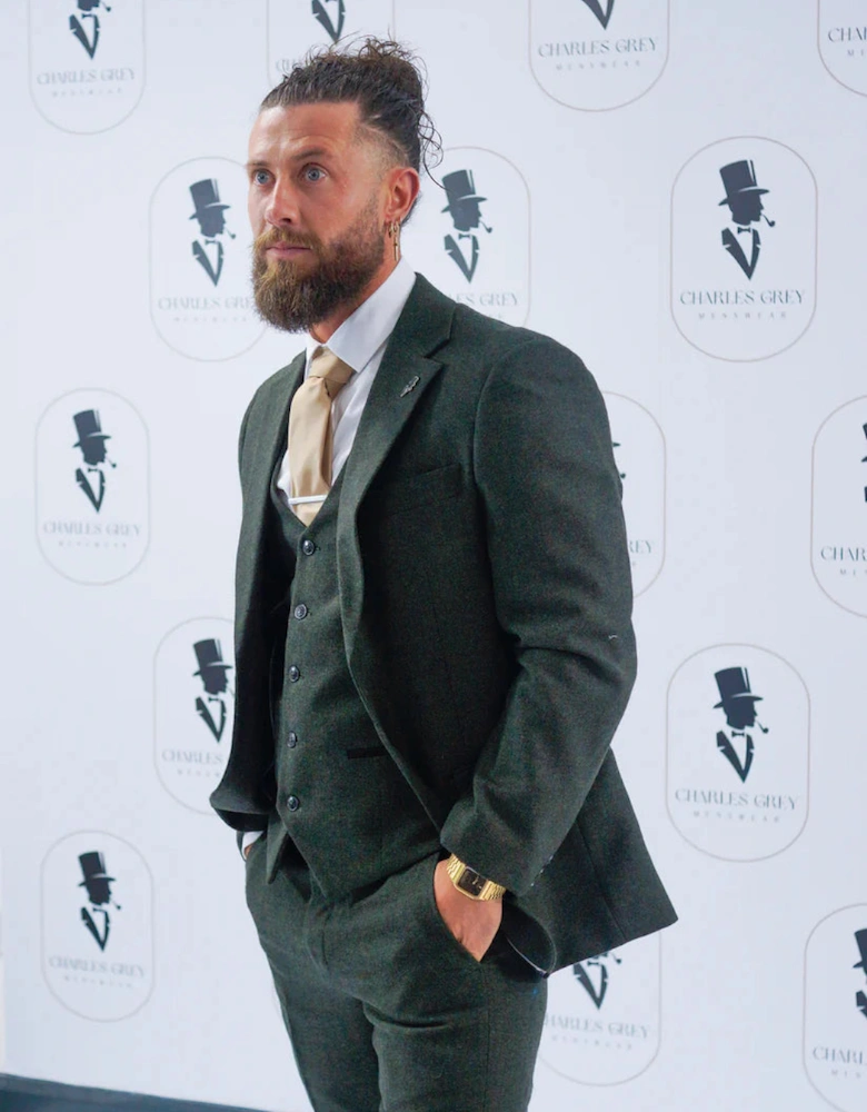 Attenborough Tweed Blazer - Olive Green