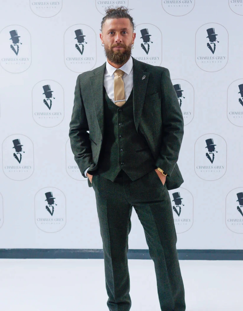 Attenborough Tweed Blazer - Olive Green