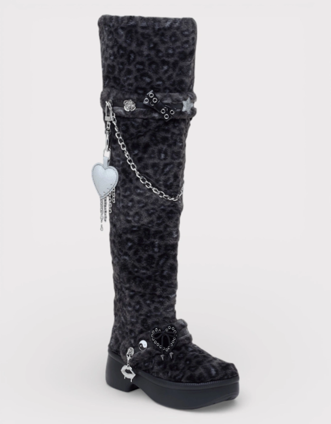 Classic Unfurgettable Knee High Boot Black Leopard