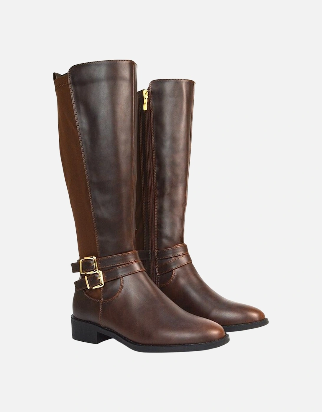 Womens/Ladies Charlie Stretch Side Zip Flat Knee-High Boots, 6 of 5