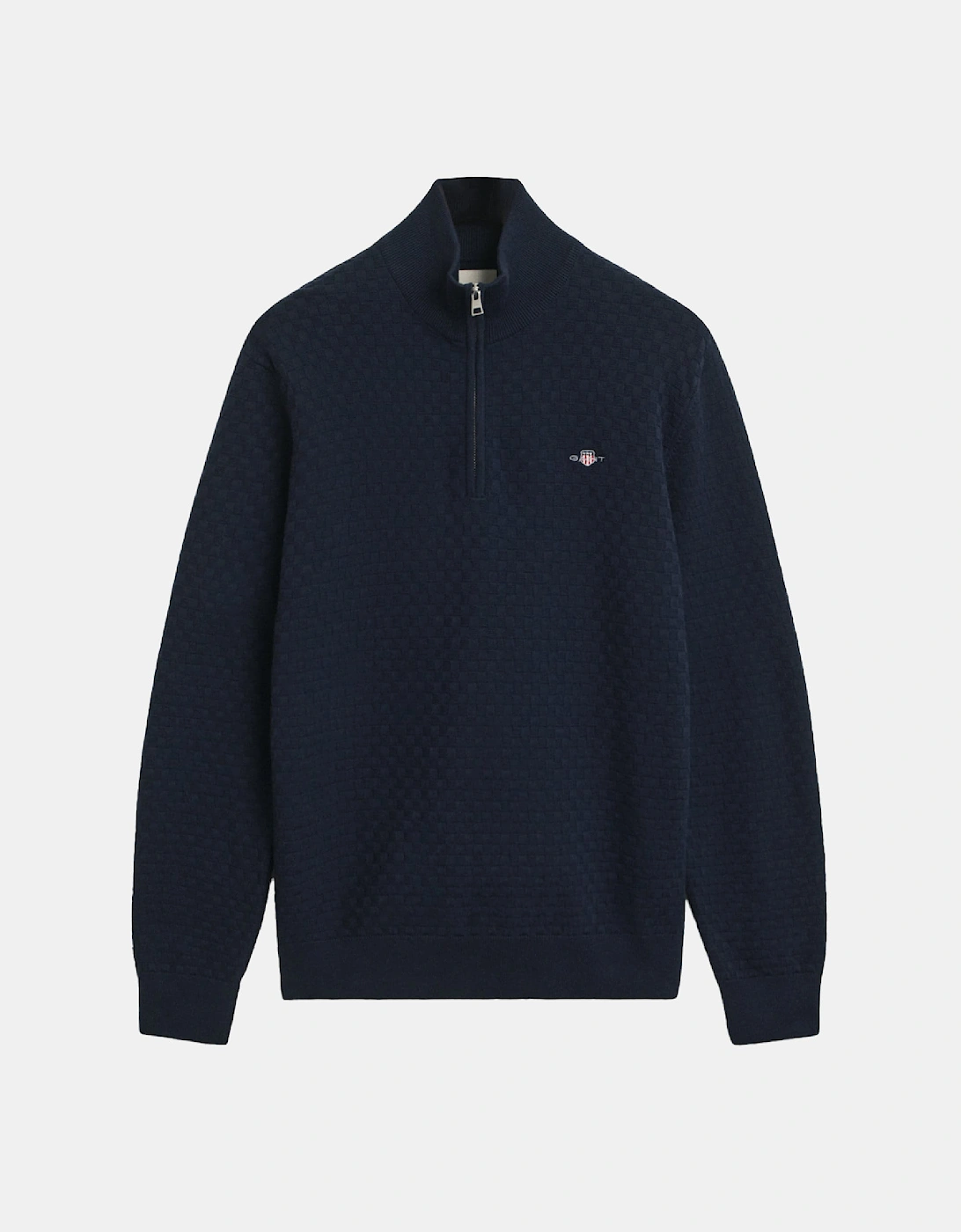Gant Men's Blue Micro Texture Half Zip - : 46 3XL