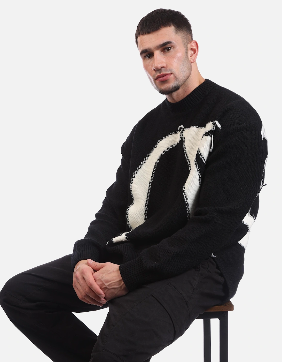 Maxi Logo Knit Crewneck Sweatshirt