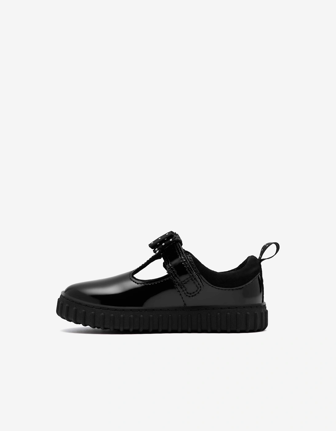 Girls Patent Leather Cove Bow Shoes in Black