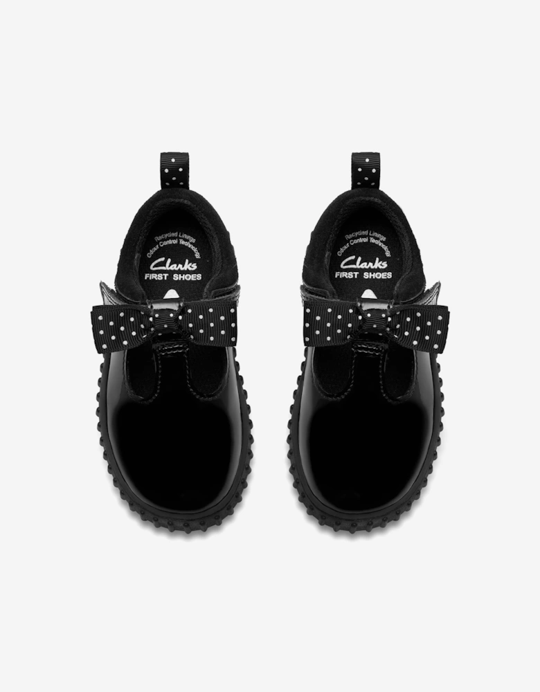 Girls Patent Leather Cove Bow Shoes in Black