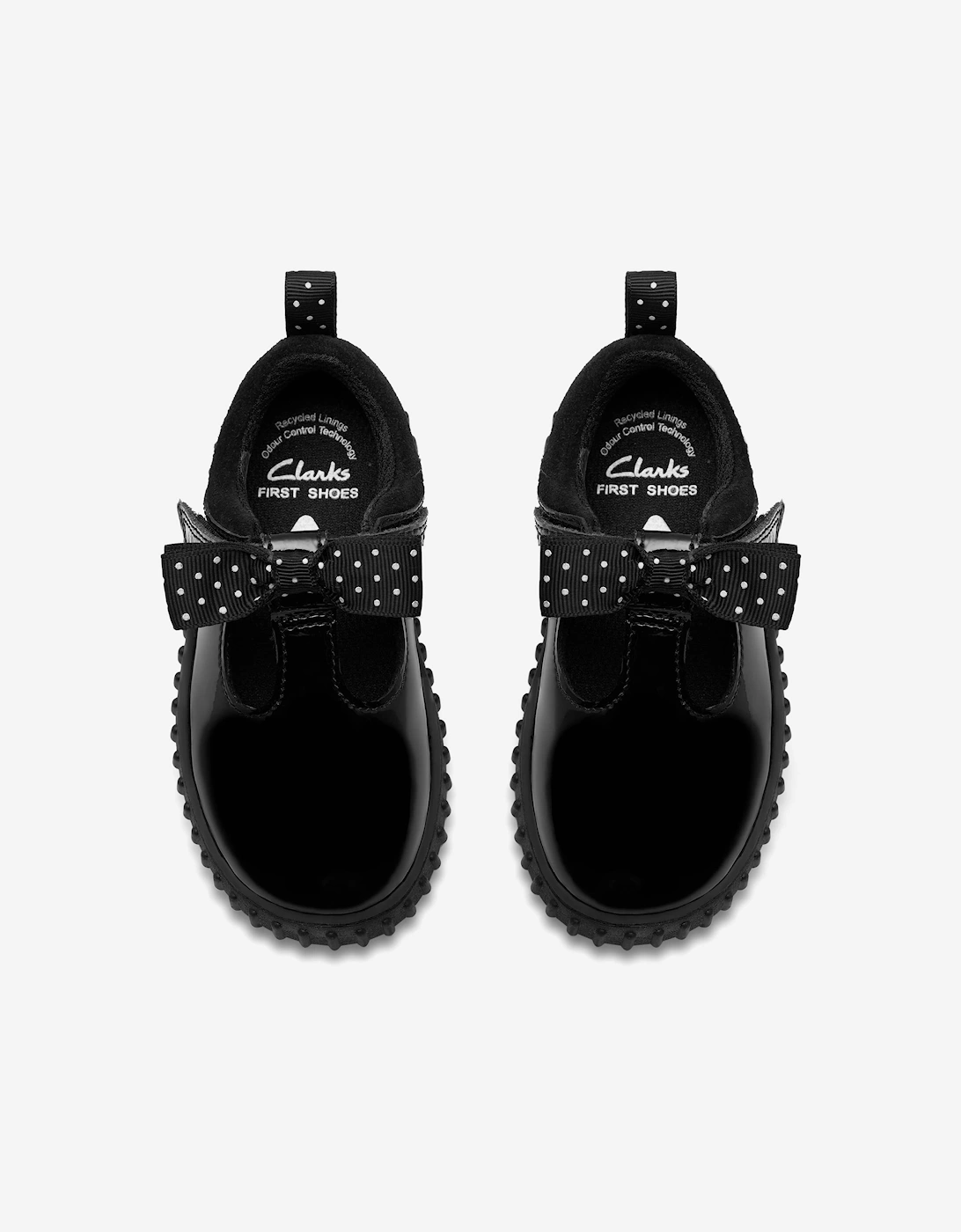 Girls Patent Leather Cove Bow Shoes in Black