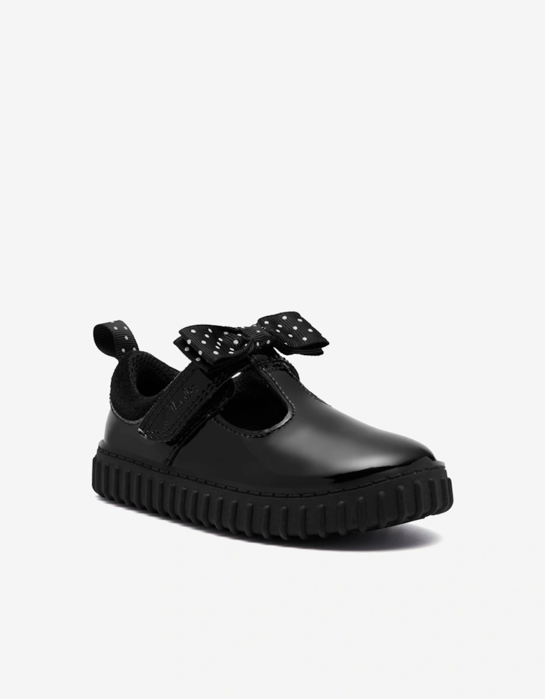 Girls Patent Leather Cove Bow Shoes in Black