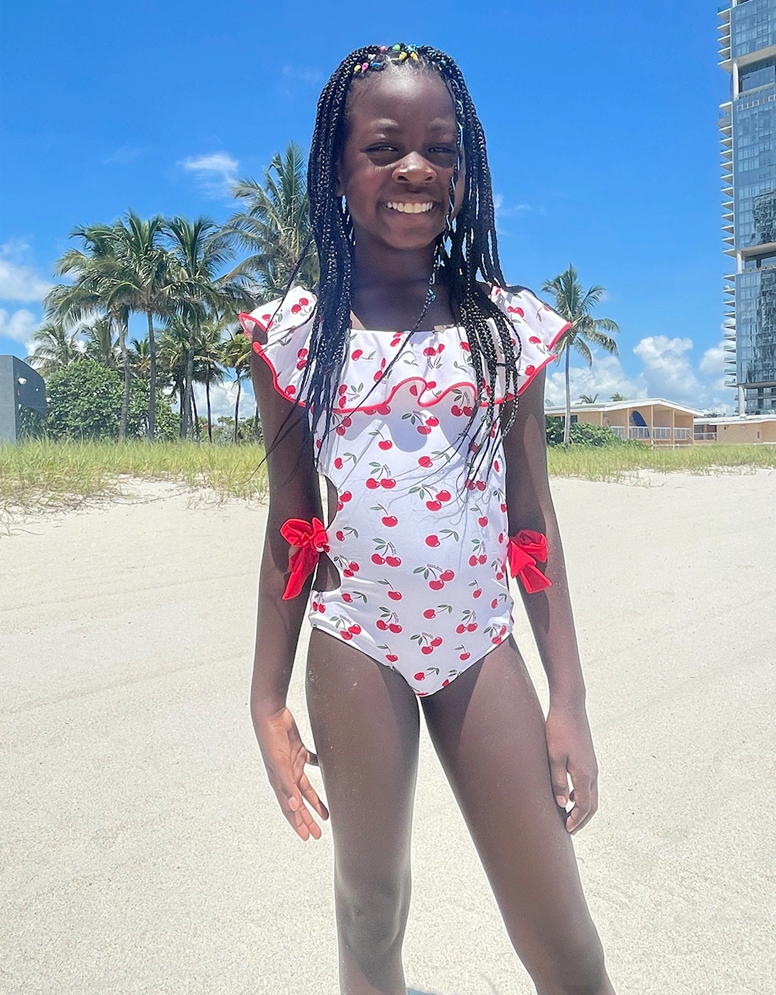 Girls Jenny Swimsuit in Red