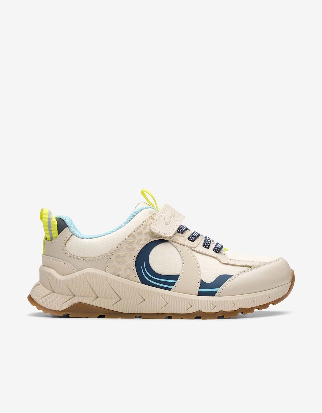 Clarks Boys Cream 'S Selva Hero Trainers In Ivory (Wide Fit)  Size 25.5 Kids
