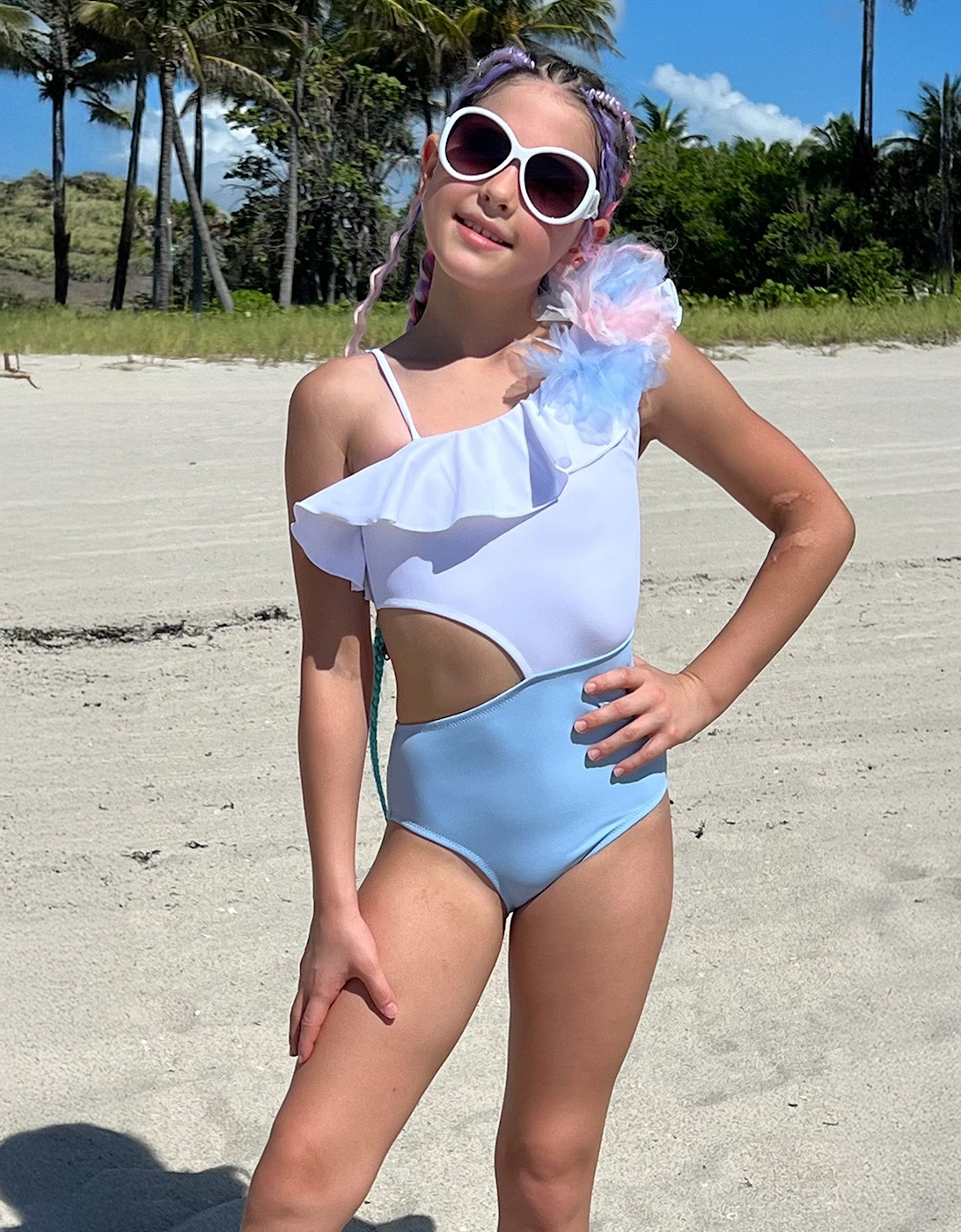 Girls Skye Swimsuit in Blue
