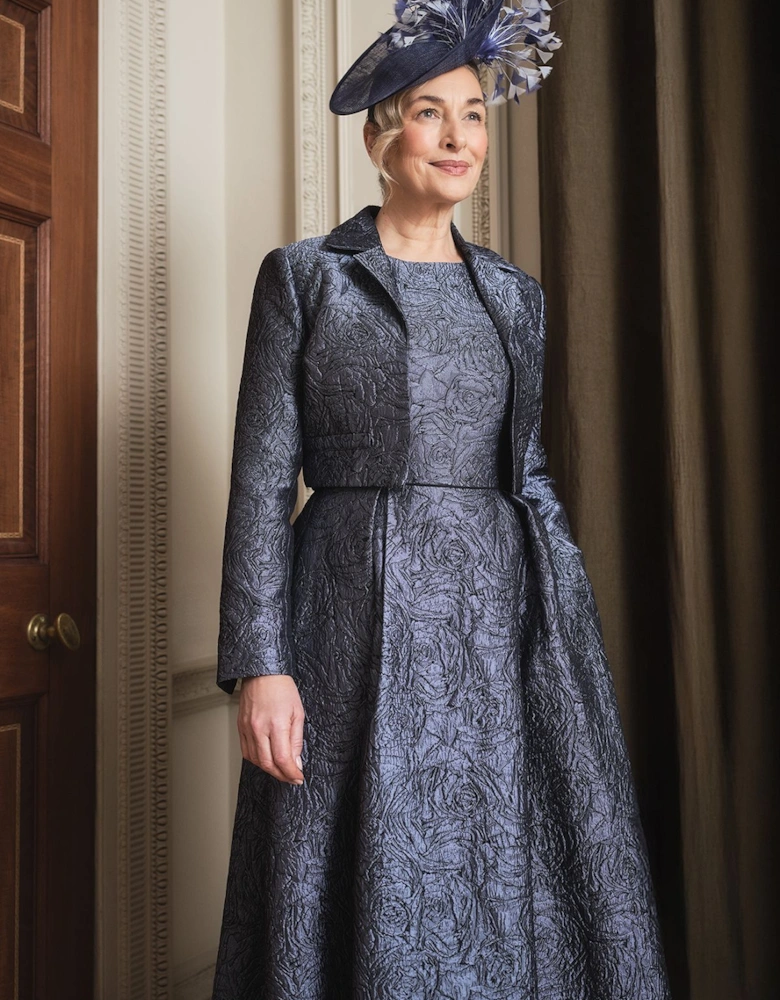 Lisa Tan Cropped Jacquard Jacket