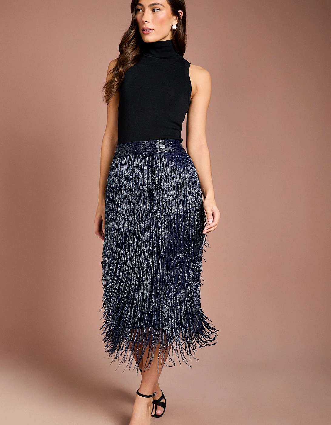 Fringe Embellished Midi Skirt, 2 of 1