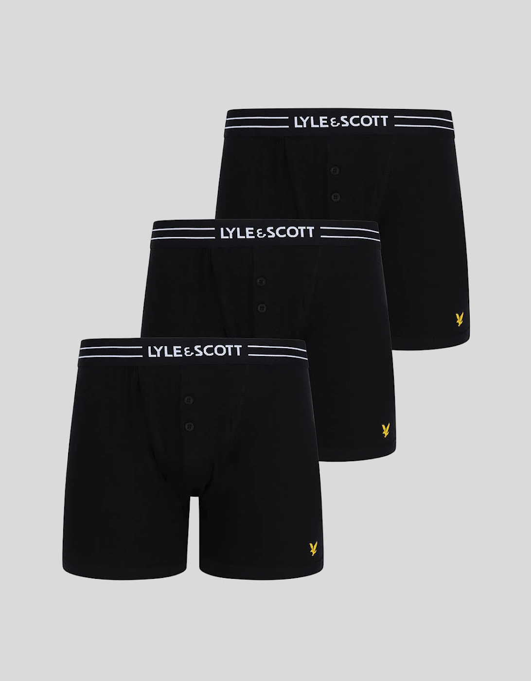 Lyle And Scott Men's Black 3 Pack Core Trunks With Eagle Waistband - Size 32/30/31