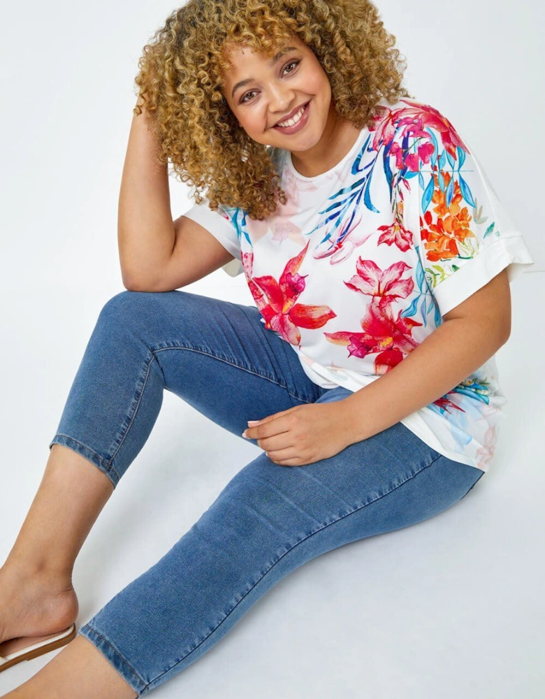 Curve Elastic Waist Cropped Denim Jeggings