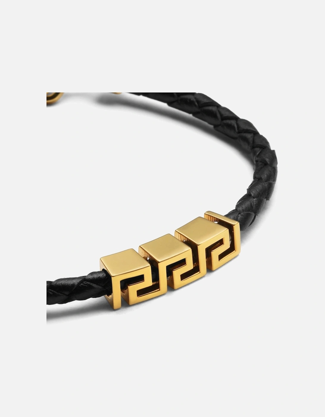 Medusa Leather + Metal Bracelet Black