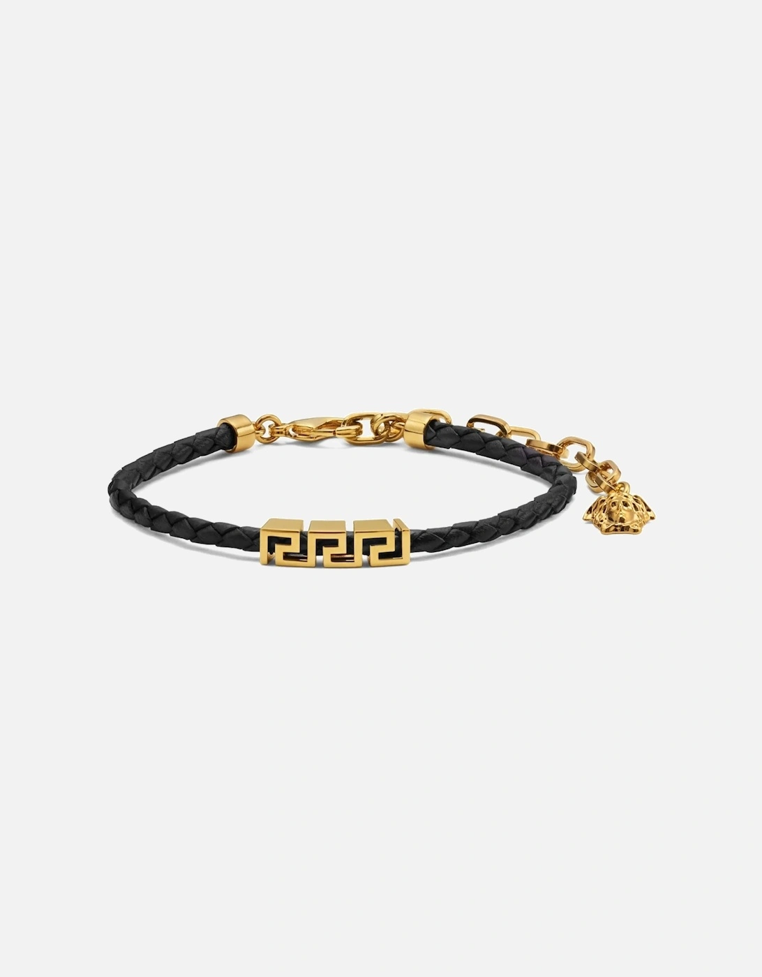 Versace Men's Medusa Leather + Metal Bracelet Black - Gold - Size: OS
