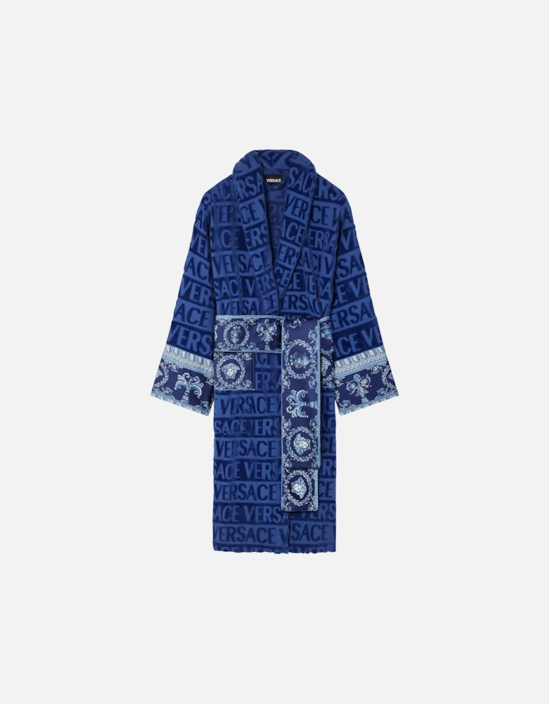 Cotton Terry Baroque Bathrobe Blue