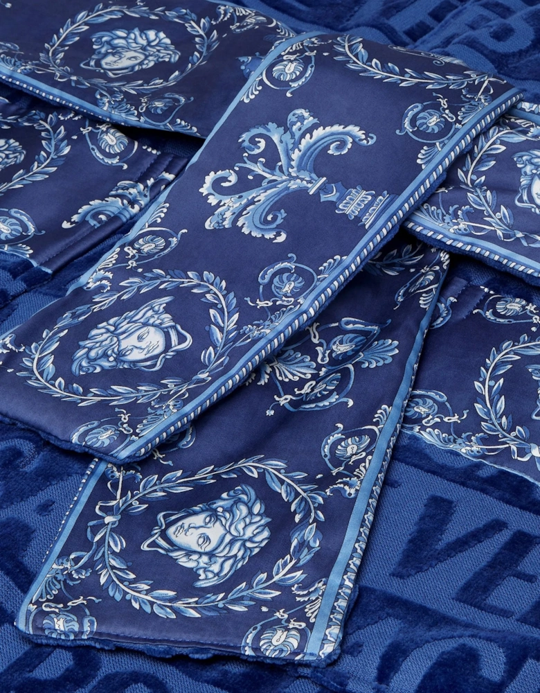 Cotton Terry Baroque Bathrobe Blue