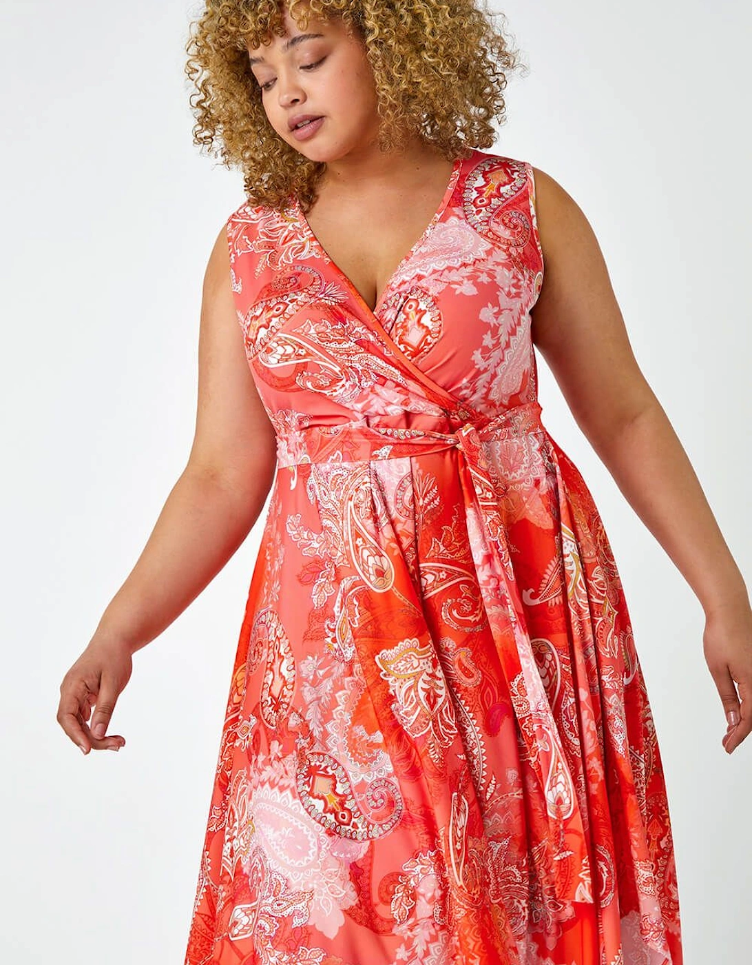 Curve Paisley Hanky Hem Stretch Dress, 2 of 1