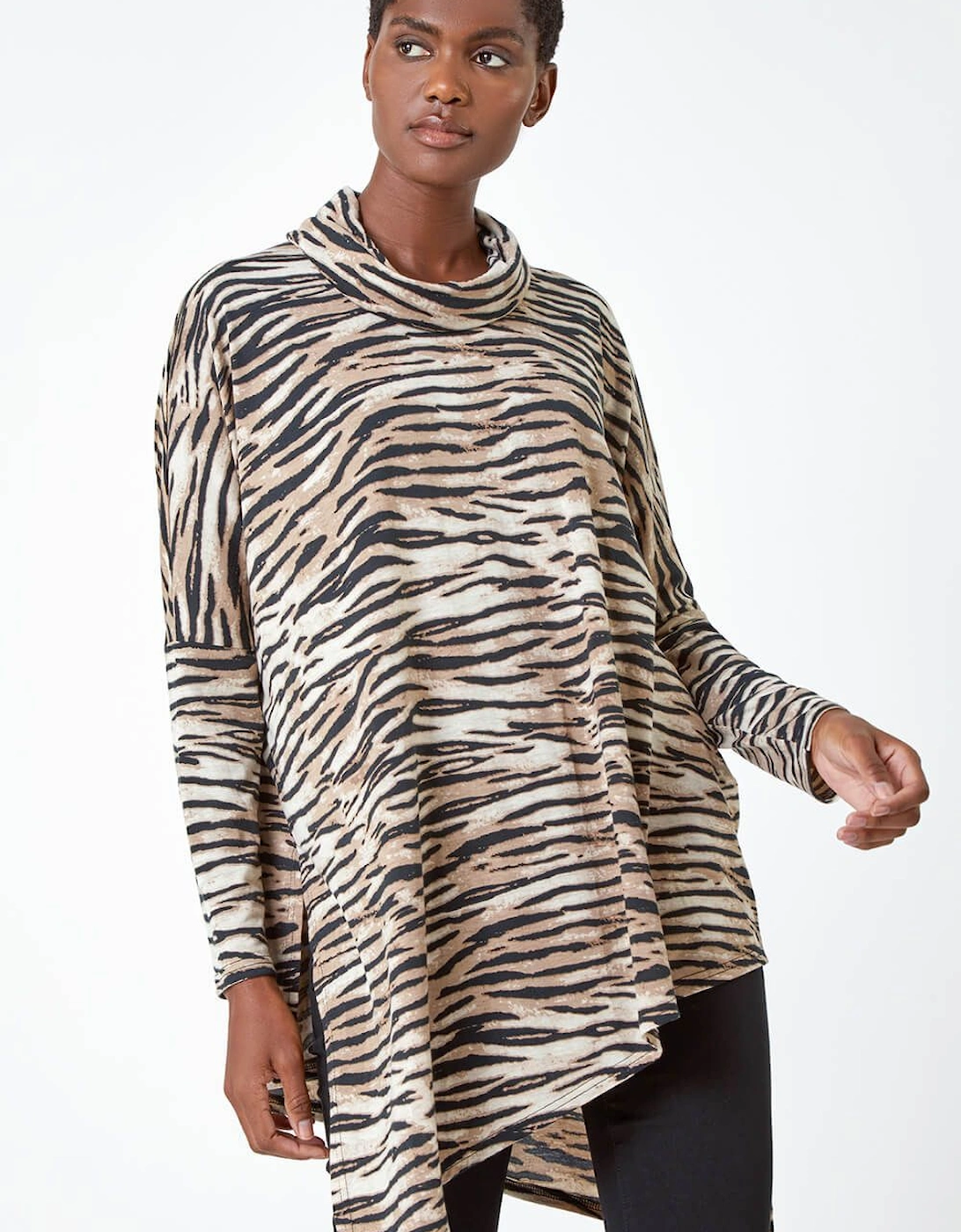 Animal Print Asymmetric Stretch Top, 2 of 1